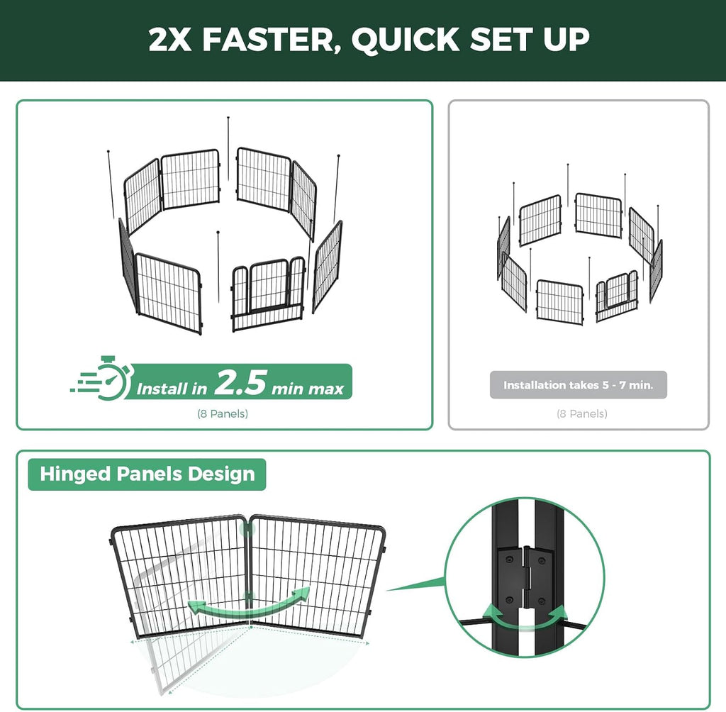 FXW Instant Unleashed Dog Playpen, Portable Pet Fence for Outdoor, RV Trips, and Camping, 40 inch, 16 Panels for Medium and Large Dogs with RV Step Grid│Patented