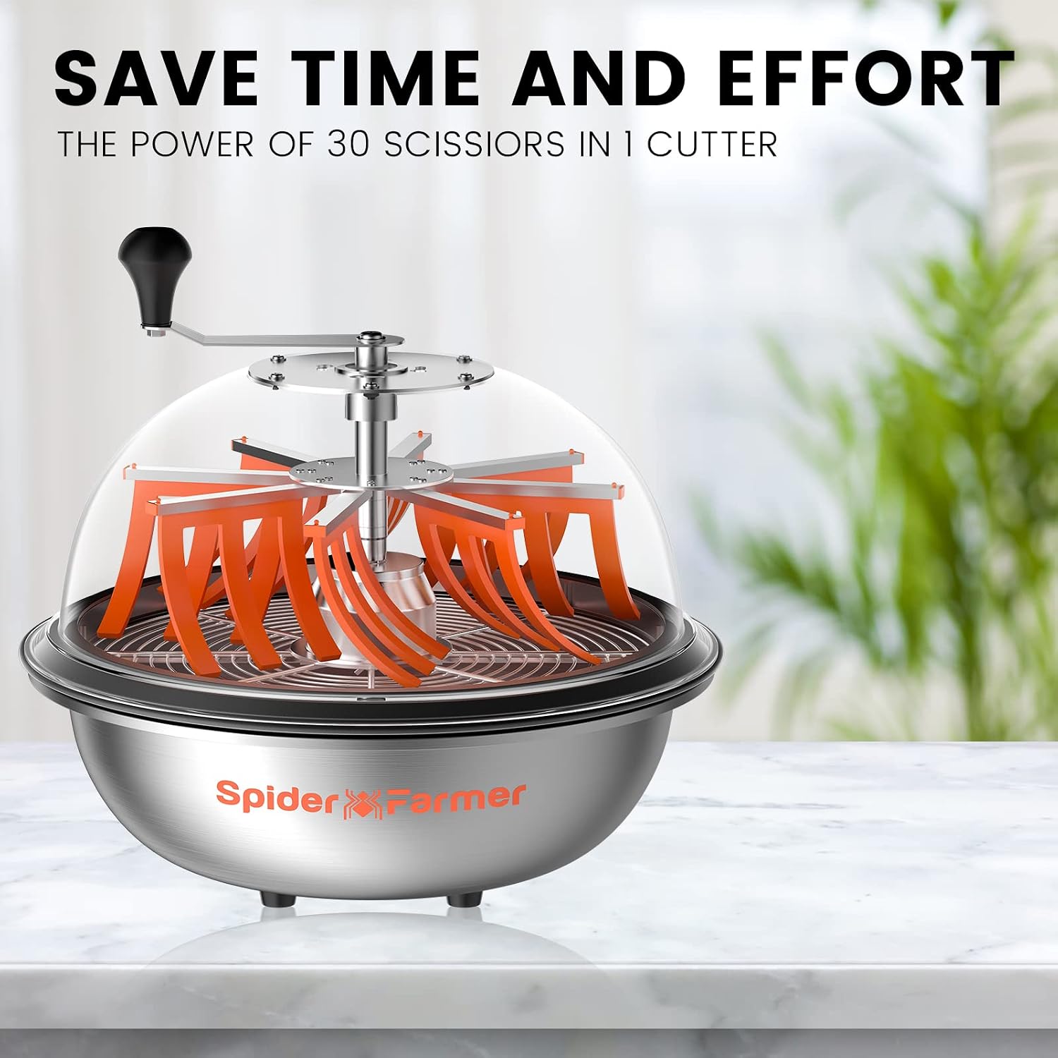 Spider Farmer Bud Leaf Bowl Trimmer 16', Manual Leaf Trimmer with Clear Dome, Sharp Stainless Steel Blades, Wet & Dry Use for Herbs & Hydroponic Plants, Includes Pruning Shears