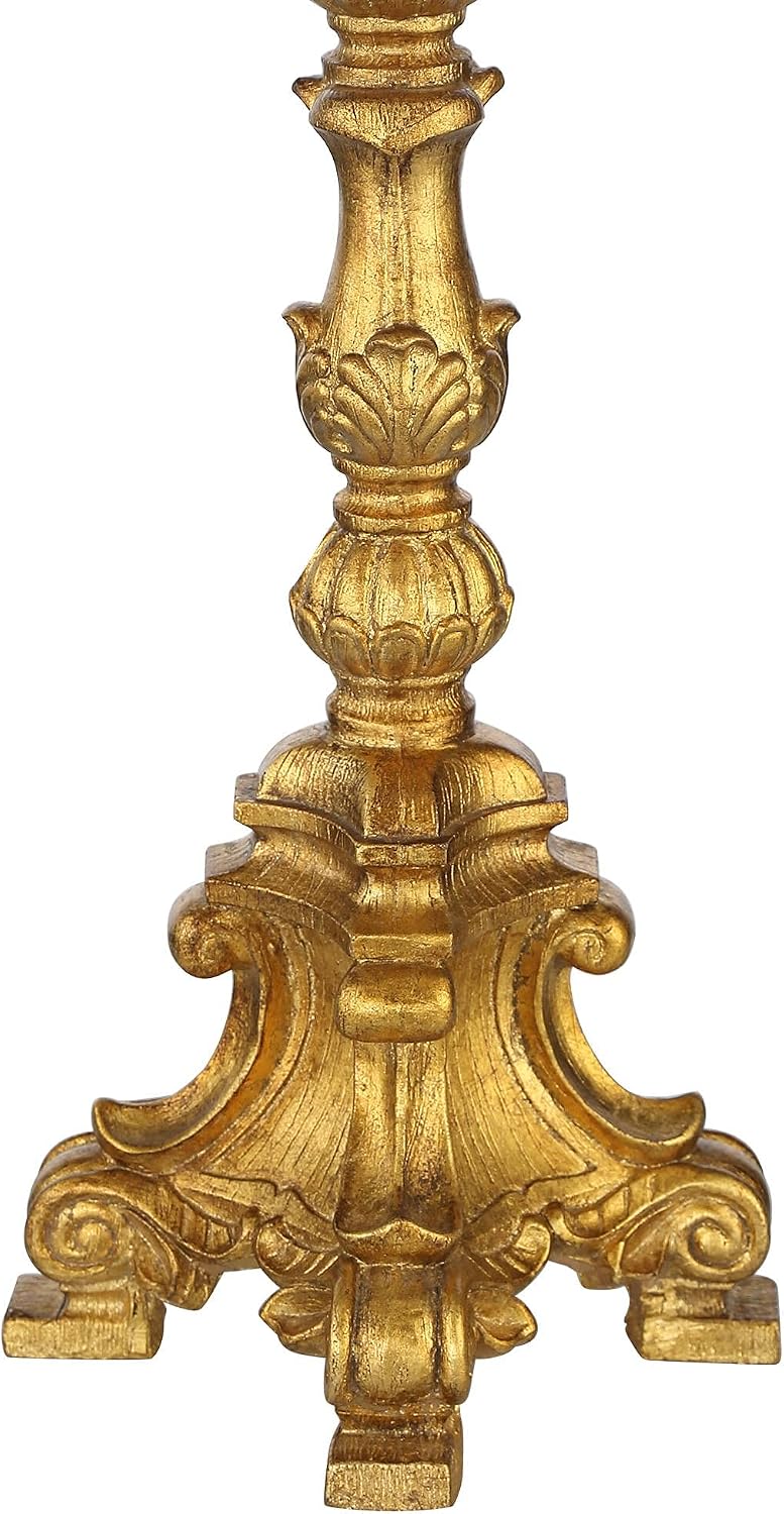 Barnes and Ivy Duval Traditional French Style Table Lamp 34' Tall Bright Gold Candlestick Crystal White Fabric Bell Shade for Living Room Bedroom House Bedside Nightstand Home Office Entryway