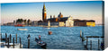Large Venice Gondola Lagoon Sunset Landscape Wall Art Italian San Giorgio Maggiore Cityscape Canvas Prints Posters European Romantic Travel Relaxing Home Decor Artwork for Bedroom 24x48inch Framed