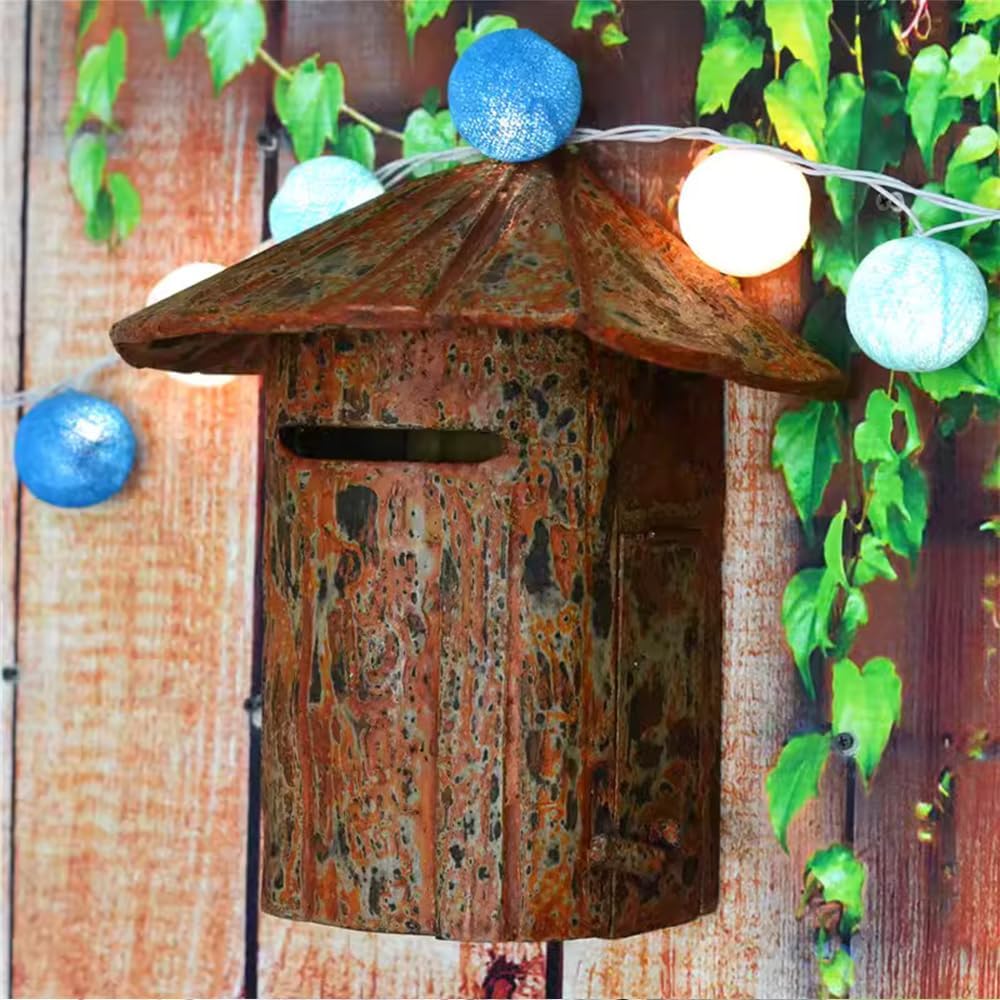 Outside Wall Mount Mailboxes Retro Solid Wood Mailbox Storage Box Hanging Wall Post Box Garden, Farmhouse Decoration