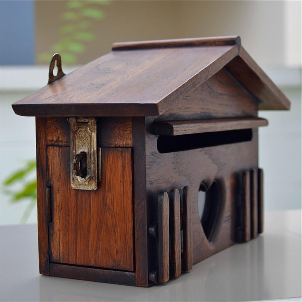 Wooden Cabin Mail Boxes,Letter Box,Weatherproof Secure Mail Box,Drop Box,Wall Mount Mailbox,Mailboxes for Outside,Suggestion Box Post Box,Rustic Vintage