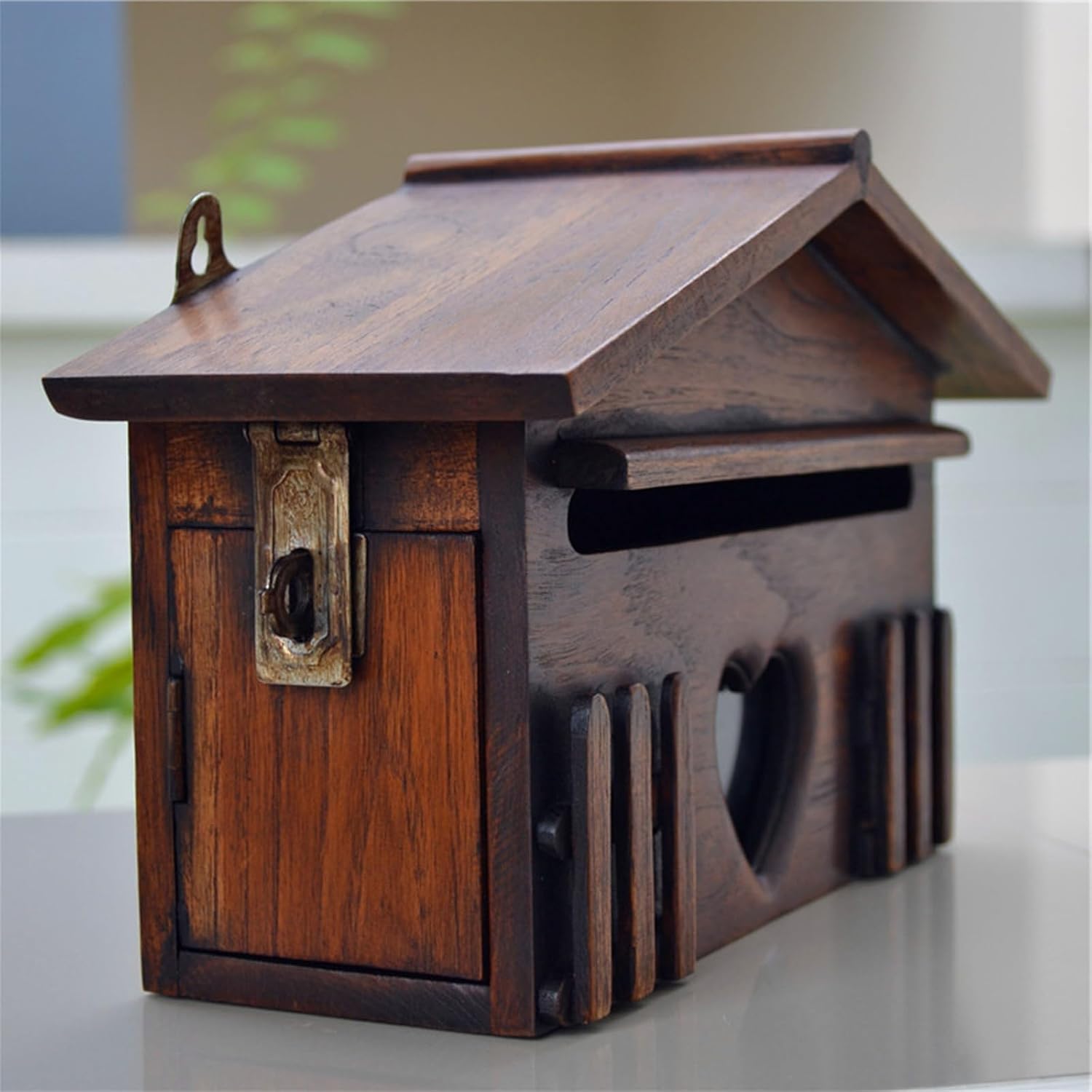 Wooden Cabin Mail Boxes,Letter Box,Weatherproof Secure Mail Box,Drop Box,Wall Mount Mailbox,Mailboxes for Outside,Suggestion Box Post Box,Rustic Vintage