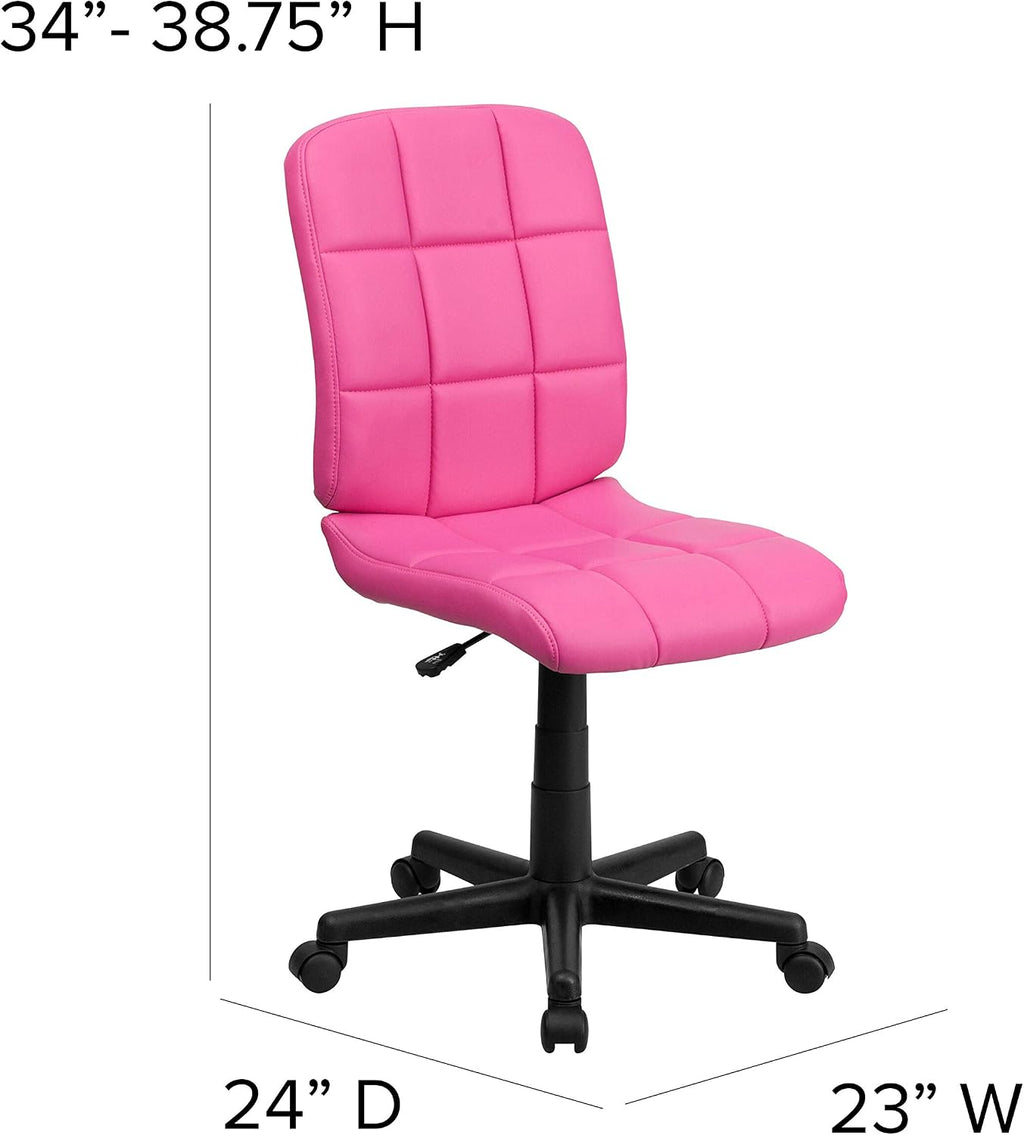 Flash Furniture Clayton Mid-Back Pink Quilted Vinyl Swivel Task Office Chair