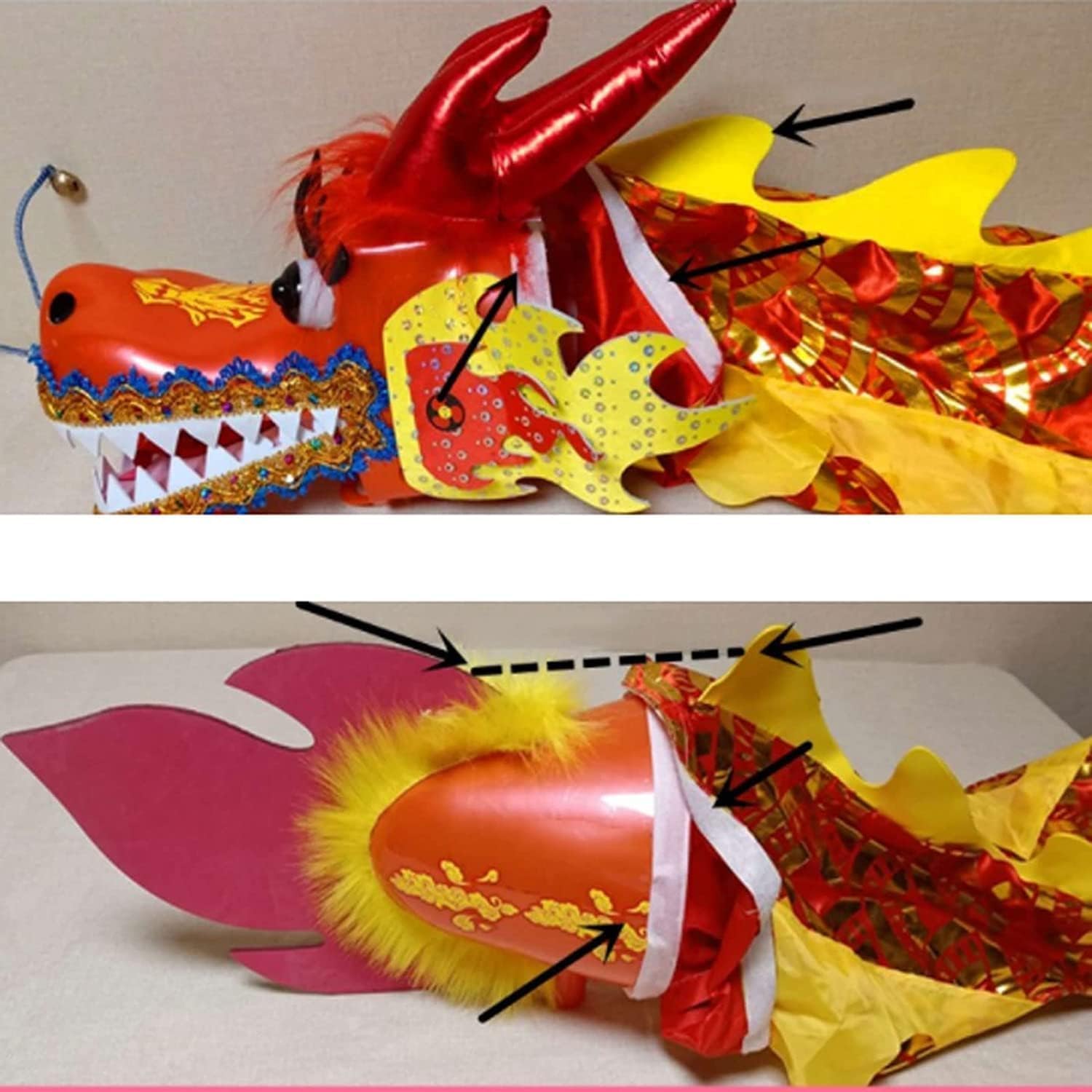 BKEKM Dragon Dance Plastic Dragon Ribbon Streamer 5 Meters Lion Dance Dragon Silk Chinese Dragon Outdoor Sports Lion Dance Set