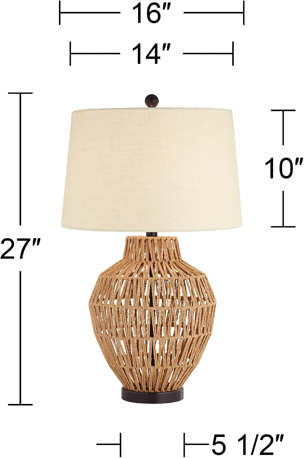 360 Lighting San Marcos 27' Tall Modern Coastal Cottage Core Table Lamps Set of 2 Natural Wicker Metal Fabric Oatmeal Shade Living Room Bedroom Bedside Nightstand House Office Home Reading Kitchen