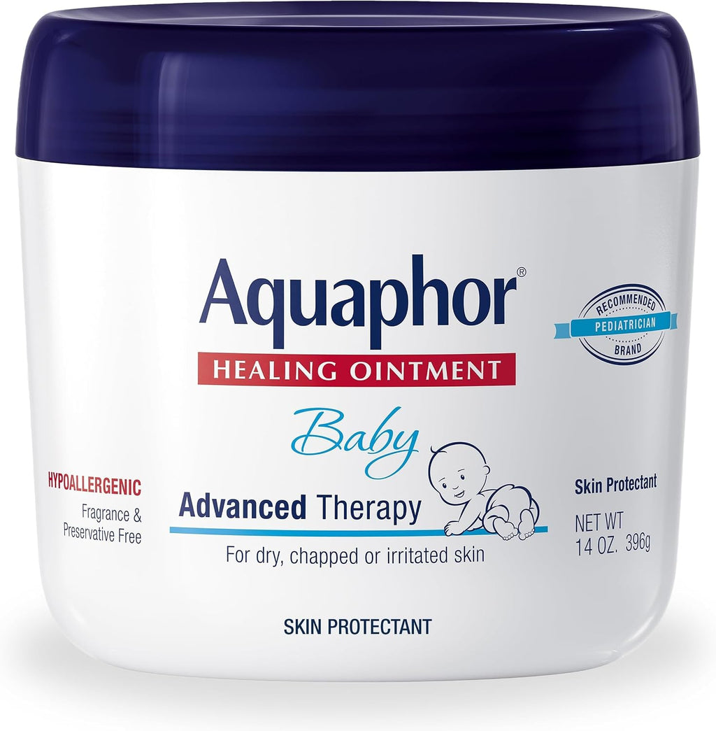 Aquaphor Baby Healing Ointment - Advance Therapy for Diaper Rash, Chapped Cheeks and Minor Scrapes - 14 Ounce Jar (Pack of 12)