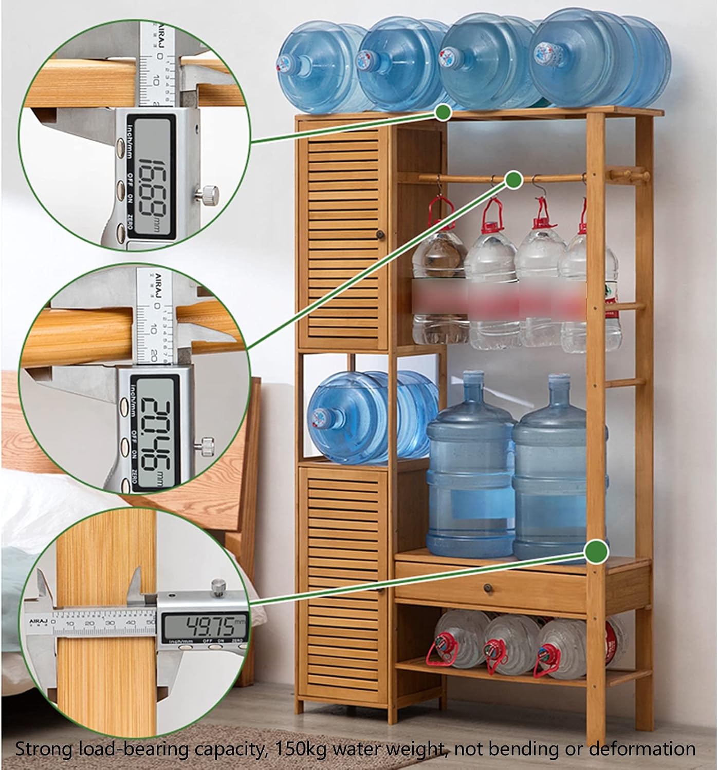 Coat Rack Stand Clothes Rack Stand, Free Standing Wardrobe, Modern Wood Furniture, Bedroom Hall Entryway Office for Storage Clothes Shoe Hat Umbrella(Wood Color-a-88X30X165CM
