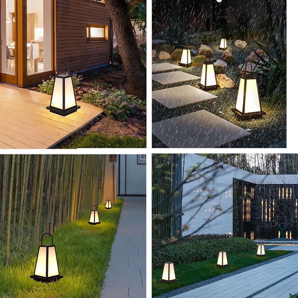 Outdoor Fence Powered Lights Garden Decoration Solar Lantern Post with Pier Mount Base Outside Decorative Floor Lamp Fits 4X4, 5X5 6X6 Wooden Posts, Black/11.8In