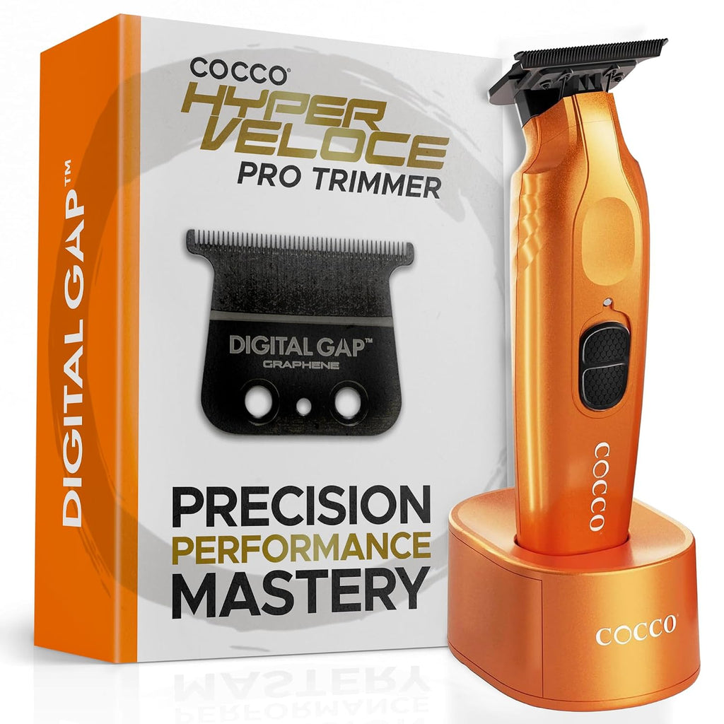 Cocco Hyper Veloce Pro Trimmer, Digital Gap Graphene Blade Edger, High-Torque Brushless BLDC Motor, Cordless, All-Metal Design, Lithium-Ion Battery, Charging Base Included