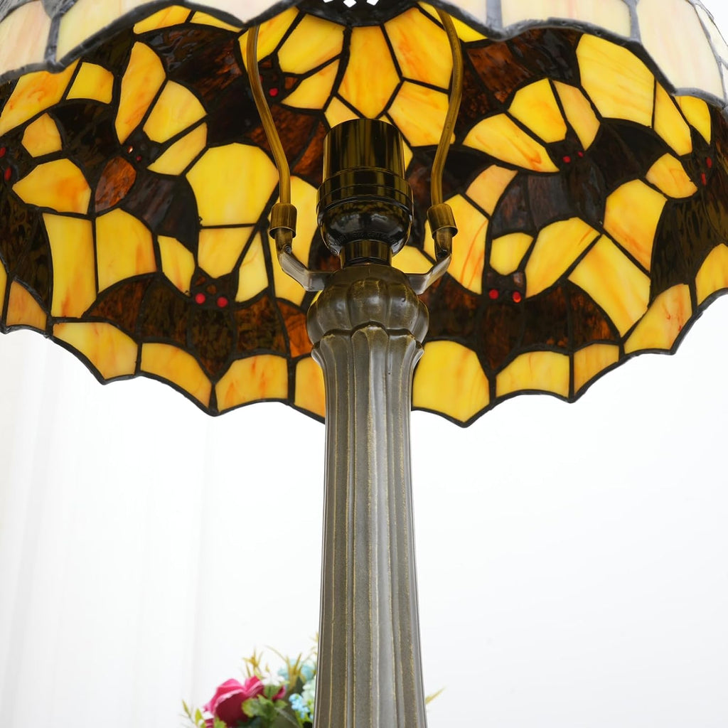 Tiffany Lamp Black Bat Style Stained Glass Table Lamp Vintage Bedroom Bedside Light for Home Dorm Office Art Craft Antique Decor Accent Aesthetic Nightstand Reading Light 12x12x19 Inches