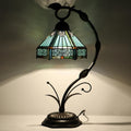 Tiffany lamp Stained Glass Table Lamp, Mission Style Desk Reading Light with Metal Leaf Base, 8X10X19 Inches (Mission Style)