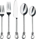 Gourmet Settings - 20-Piece Silverware Set -TWIST Collection - Polished Stainless Steel Flatware Sets - Service for 4 - Kitchen Cutlery Utensils Knife/Fork/Spoon - Dishwasher Safe