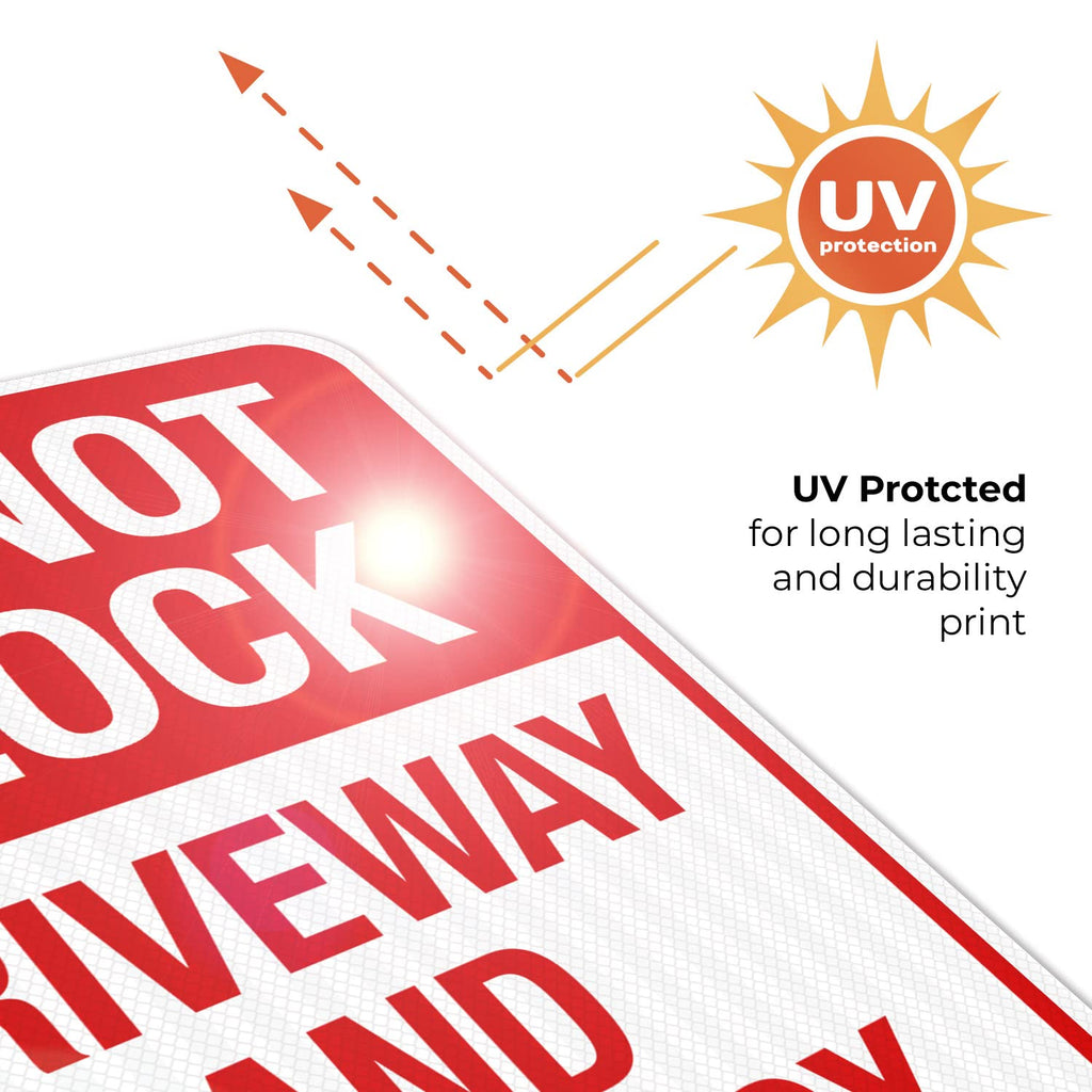 Do Not Block Driveway and Mailbox Sign, 18x24 Inches, 3M EGP Reflective with Post & Cast Iron Base Stand Set Made in USA by Sigo Signs