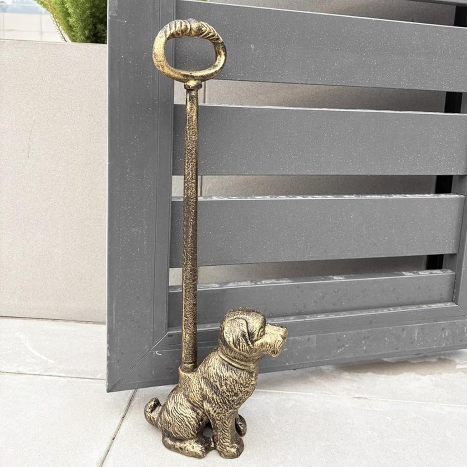 Portable Weighted Door Stop to Keep Door Open, Cast Iron Dog Door Stopper with Handle, Antique Copper, Weight 5.3lb