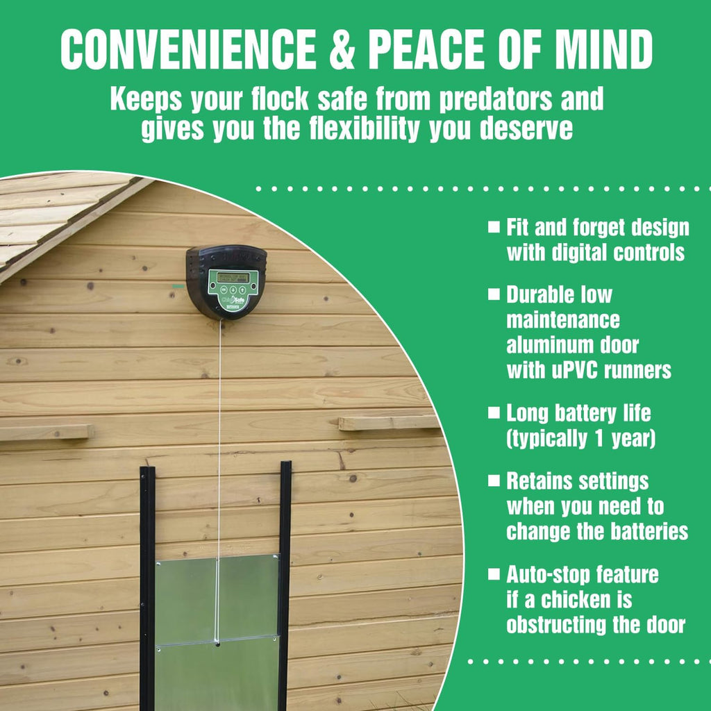 Brinsea ChickSafe Advance Automatic Chicken Coop Door Opener and Door Kit for Hen House with Programmable Timer, Digital Display, Space Saving 2-Stage Aluminum Door