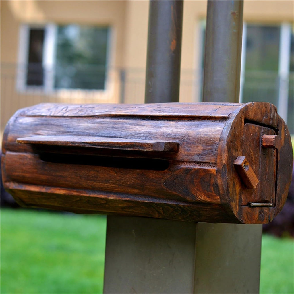 MELPHI Mailboxes for Outside, Security Key Drop Box, Wooden Mailbox, Hanging Secure Post Box, Easy Mount, Garden, Outdoor Decoration for Outside, Home, Front Door