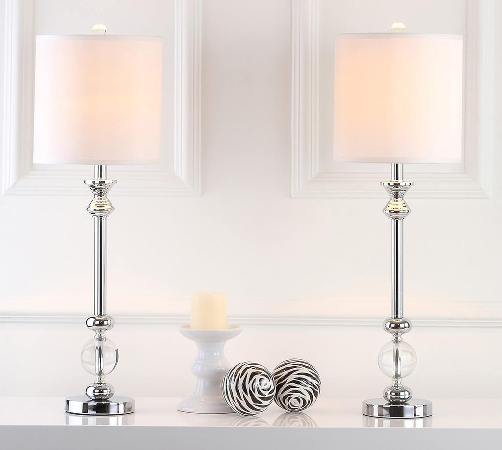 SAFAVIEH Lighting Collection Erica Crystal Candlestick 31-inch Table Lamp Set of 2 with USB Charging Port (LED Bulbs Included)
