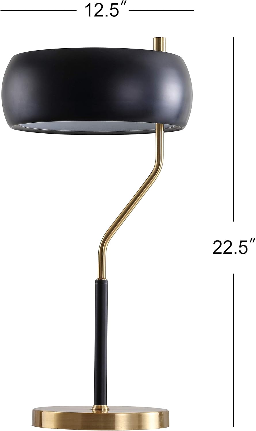 Eyely EYL6008A Lucas 22.5' Moody Metal LED Desk Lamp for Reading Room, Living Room, Office, Bedroom, Contemporary, Glam, Scandinavian, Black/Brass Gold
