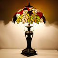 Tiffany Lamp(2 Lights) Stained Glass Table Lamp Bedside Desk Reading Light 16X16X24 Inch Decor Bedroom Living Room Home Office (Maple Leaf)