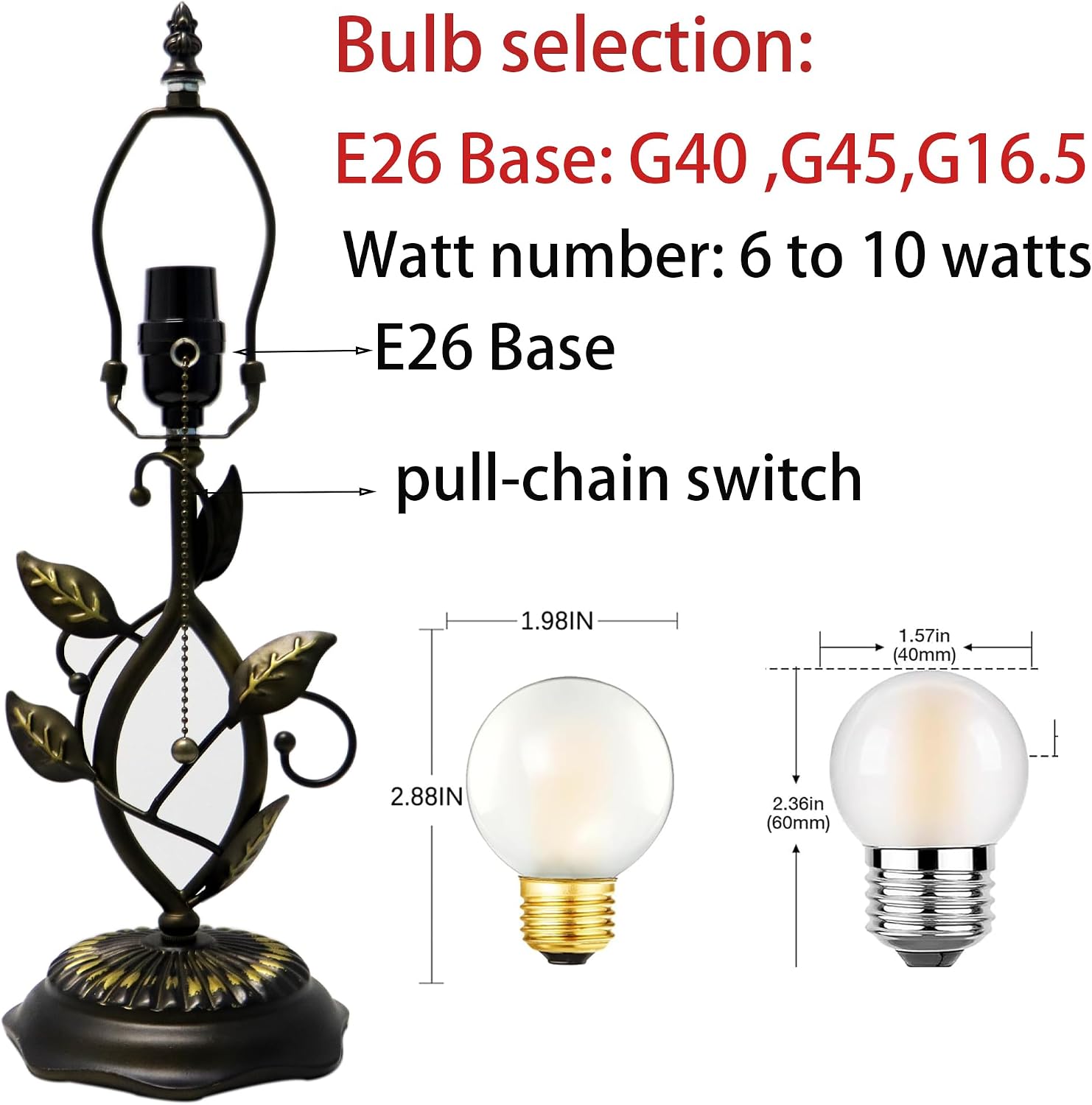 Small Tiffany Lamp Red Blue Tulips Style Stained Glass Table Lamps Desk Bedside Reading Light 8X8X18 Inches with Bronze Metal Leaf Resin Base