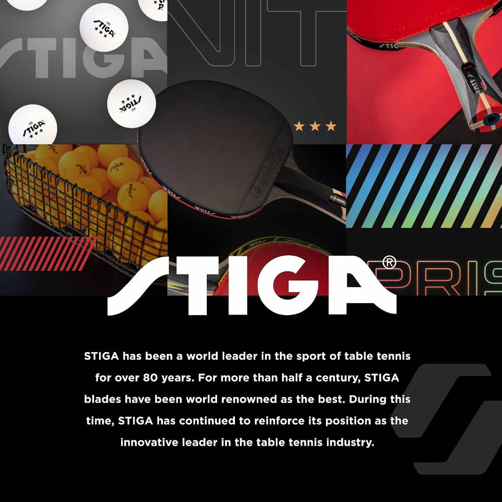 STIGA Carbon Series Indoor Table Tennis Table with 15mm - 18mm Performance Top, QuickPlay Assembly, Built-in Ball Storage, Foldable Playback Mode & Lockable Casters