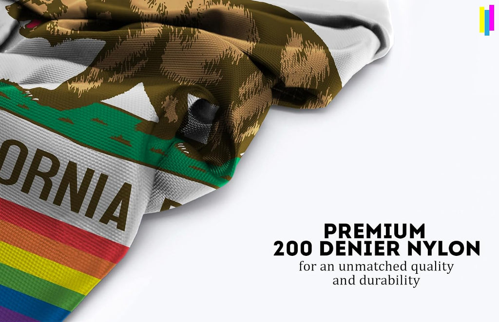 AGAS Large California Pride Flag 6x10 Ft - Printed 200D Nylon - Brass Grommets Stitched Edges - California Pride Banner for Indoor/Outdoor