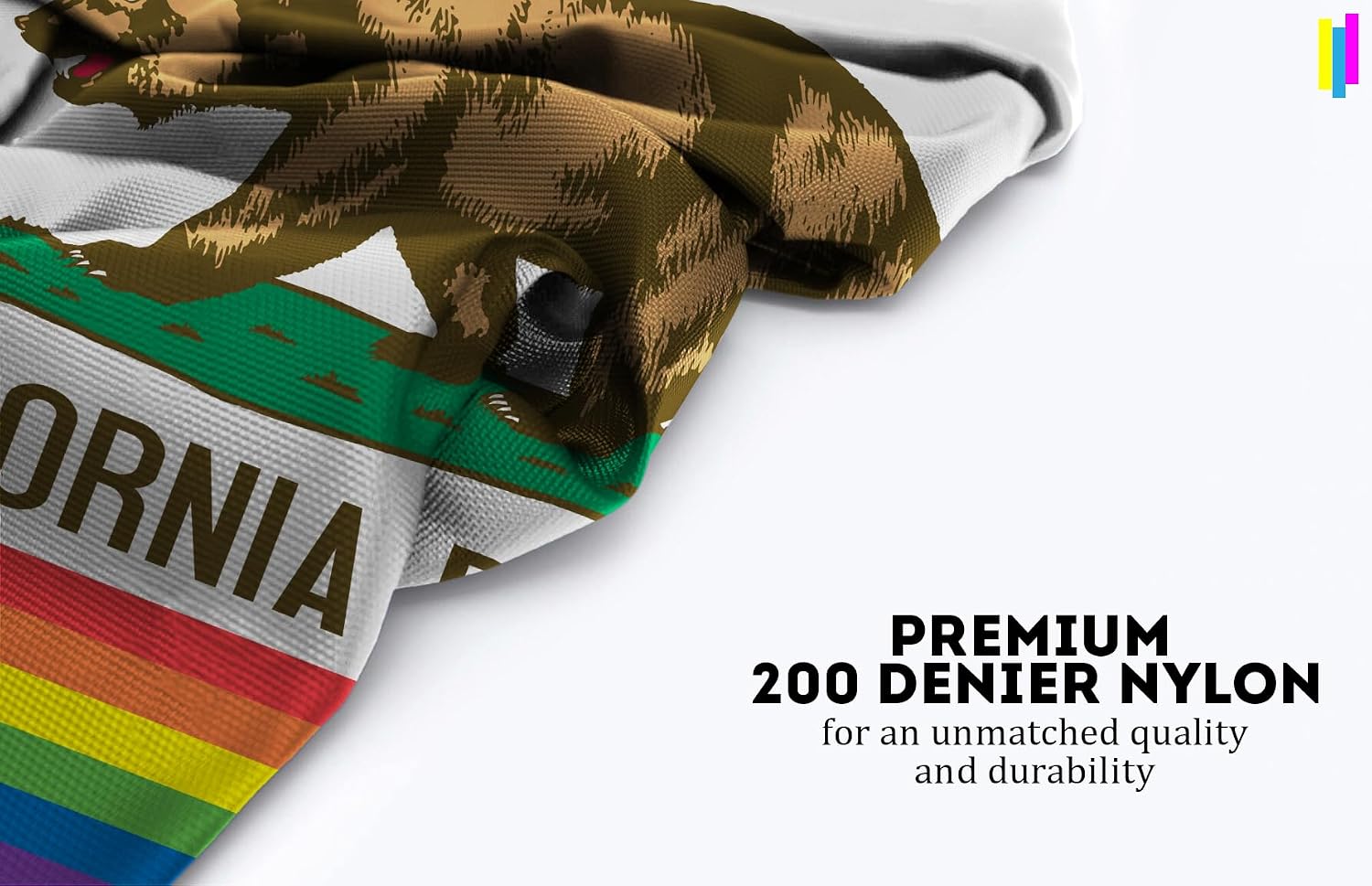 AGAS Large California Pride Flag 6x10 Ft - Printed 200D Nylon - Brass Grommets Stitched Edges - California Pride Banner for Indoor/Outdoor