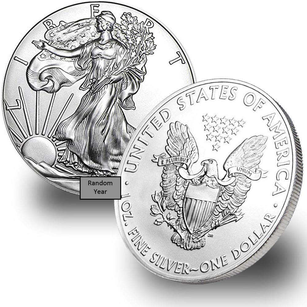 1986 - Present (Random Year) Lot of (5) 1 oz Silver American Eagle Coins Brilliant Uncirculated (Type 1 or 2) with Certificates of Authenticity $1 Seller BU