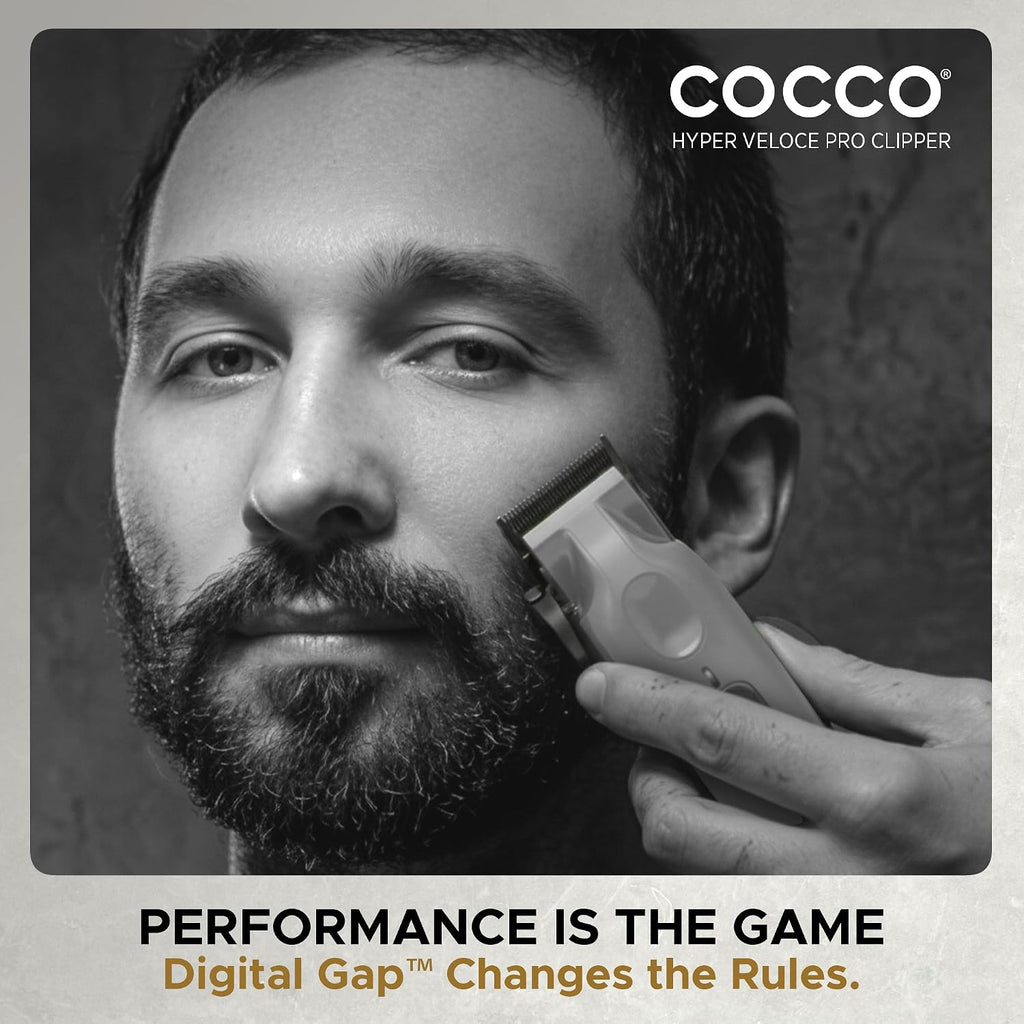 Cocco Veloce Pro Clipper, Digital Gap Ambassador Graphene Taper Blade Professional Hair Clippers, High-Torque BLDC Motor, All-Metal, Cordless, Charging Base Included