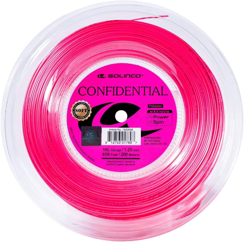 Solinco Confidential Soft Co-Polyester Tennis String Reel 656 ft / 200 m - Enhanced Comfort & Precision Control, Spin Optimized Durable Polyester String with Long Lasting Tension