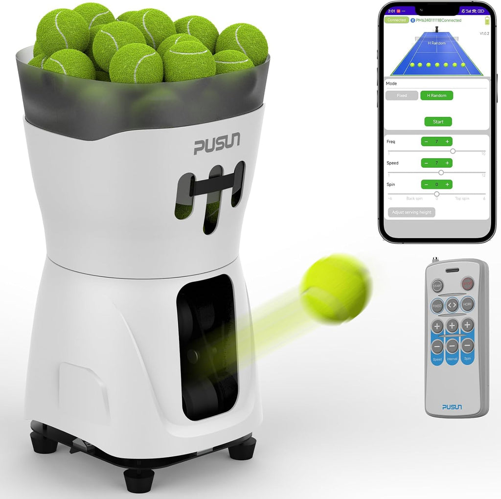 PT-MINI PRO-【Portable & Smart Tennis Ball Machine】 Perfect for Beginner Training | 65+ Ball Capacity | 3-5 Hours Battery Life | Speed 8-60km/h | Fixed Toss | Controlled via Mobile App