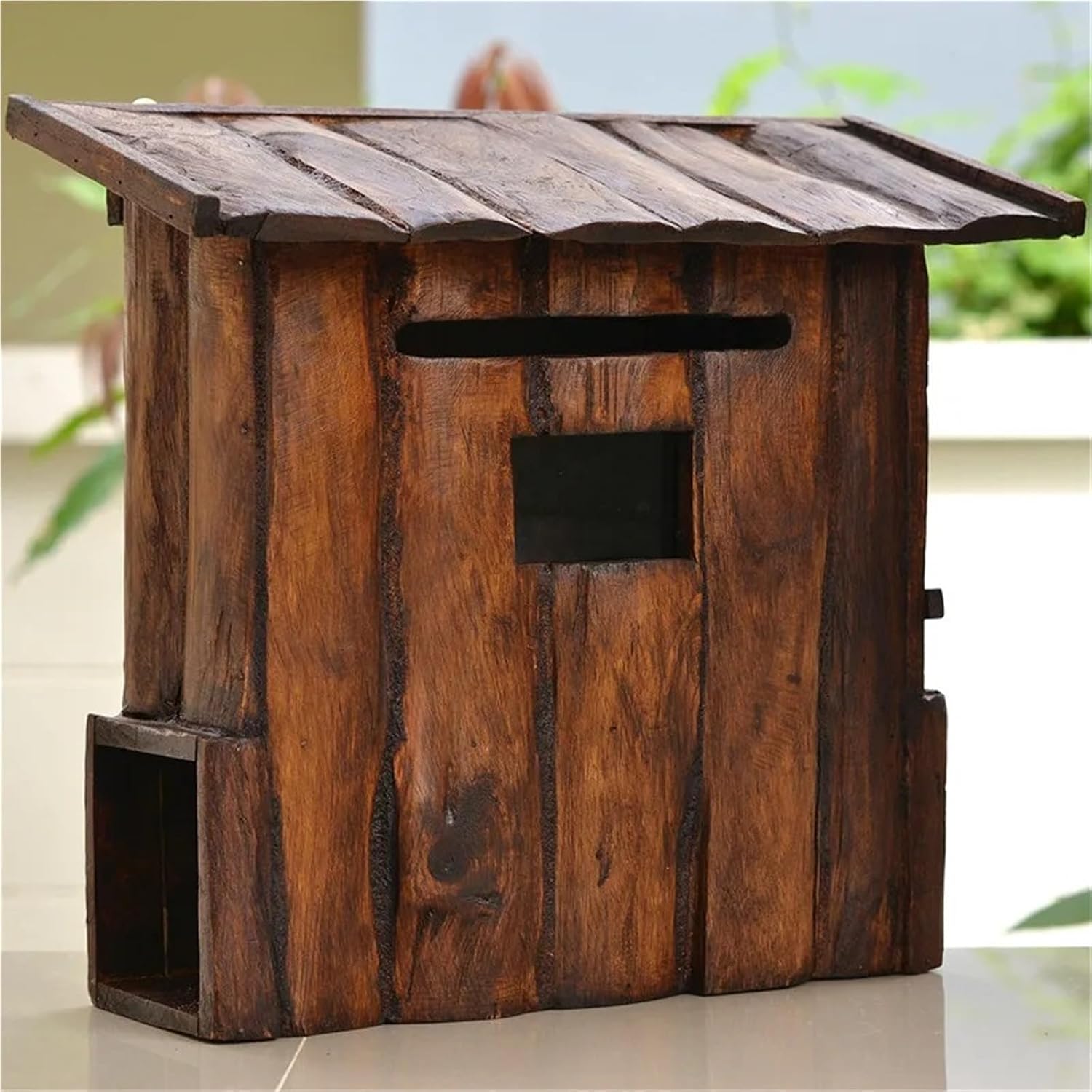 Wooden Outdoor Mailbox, Wall Mounted Creative Post Box for Home & Garden Newspaper Letter Delivery & Decor