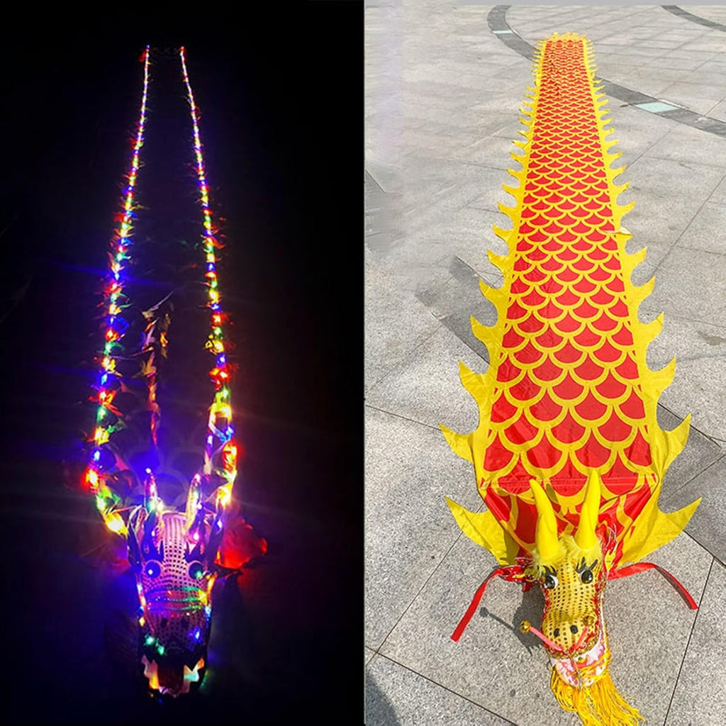 Dragon Silk-Like Flowy Spinning & Shaking Poi, Colorful Light Up Dragon Scale Pattern Dragons Dance Fitness Throw Streamer, Ribbon Toy for Colleagues/Parents Gifts