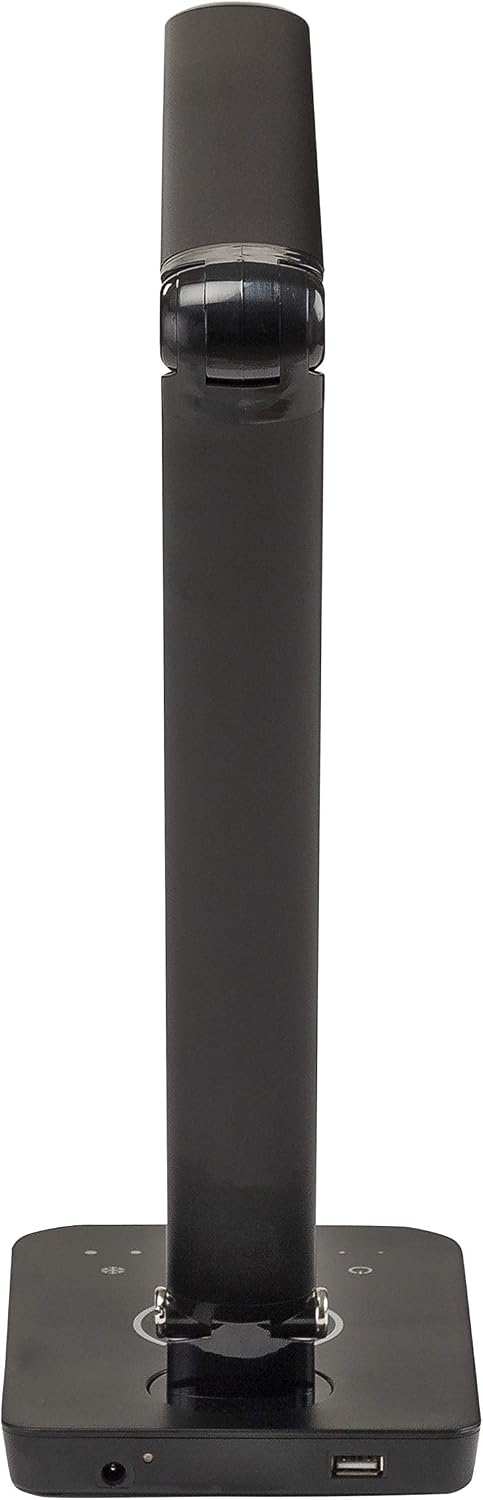 Safco 1009BL, Pivoting Neck, Built-in Wireless, USB Port Vamp LED Lamp with Charging Pad, Black