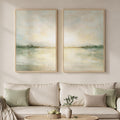 mxart Framed Sage Green Abstract Wall Art for Living Room, Large Set of 2 Abstract Landscape Canvas Artwork for Walls, Minimalist Painting Print for Bedroom Dining Room Office Hallway Wall Decor, 24x36 Inch