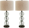 Signature Design by Ashley Airbal Modern 29.5' Glass and Metal Table Lamp, Set of 2, Black & Glass