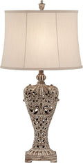 Regency Hill Elle Traditional Antique Table Lamp 33' Tall Classic Gold Open Scroll Bronze Off White Oval Shade Decor for Living Room Bedroom House Bedside Nightstand Home Entryway