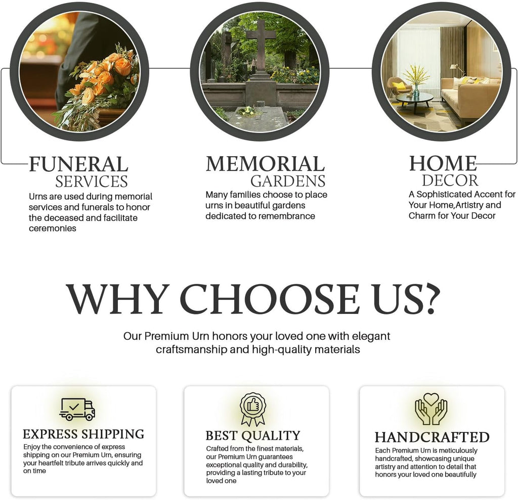 Car Memorial Large Funeral Urns for Adult Ashes - Decorative Ash Holders for Burial - Cremation Urns for Women - Dad Adult Urn for Men 10 Inch