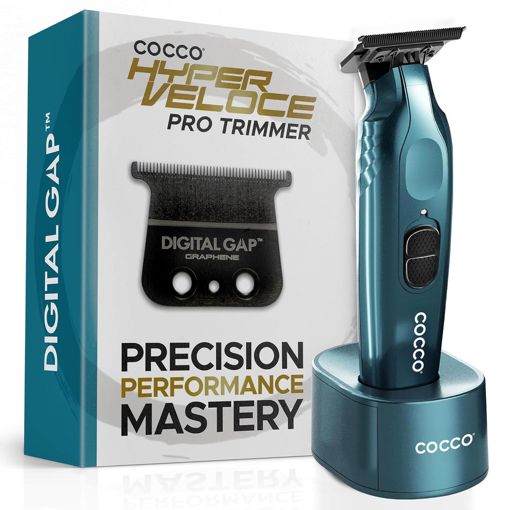 Cocco Hyper Veloce Pro Trimmer, Digital Gap Graphene Blade Edger, High-Torque Brushless BLDC Motor, Cordless, All-Metal Design, Lithium-Ion Battery, Charging Base Included