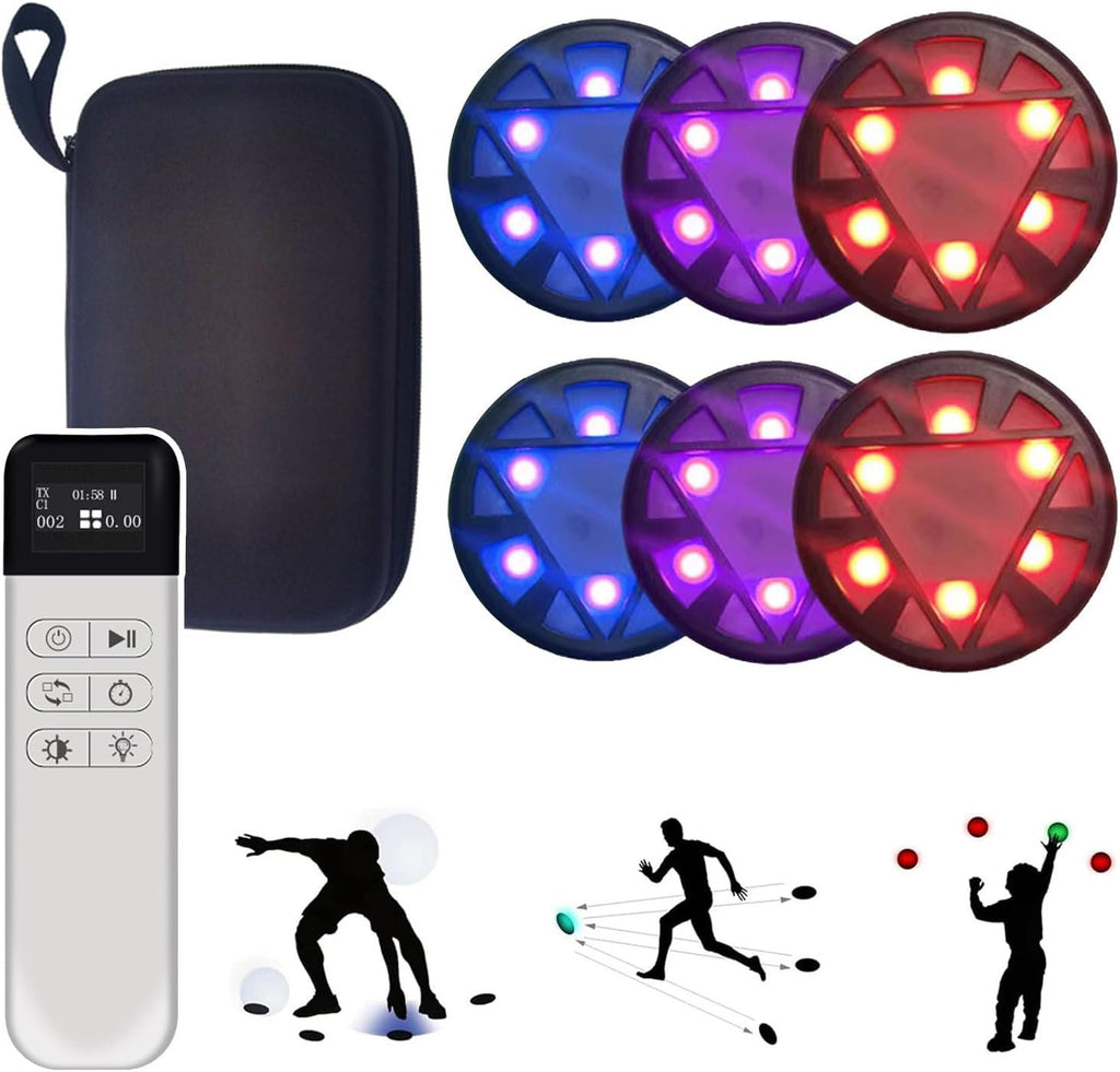 Sports Agility Lights Training Kit,6 Modes - Improves Reaction Time & Agility/Lasts 30 Hours,Reaction Training Light for Tennis/Football/Basketball-Design Different Targeted Training