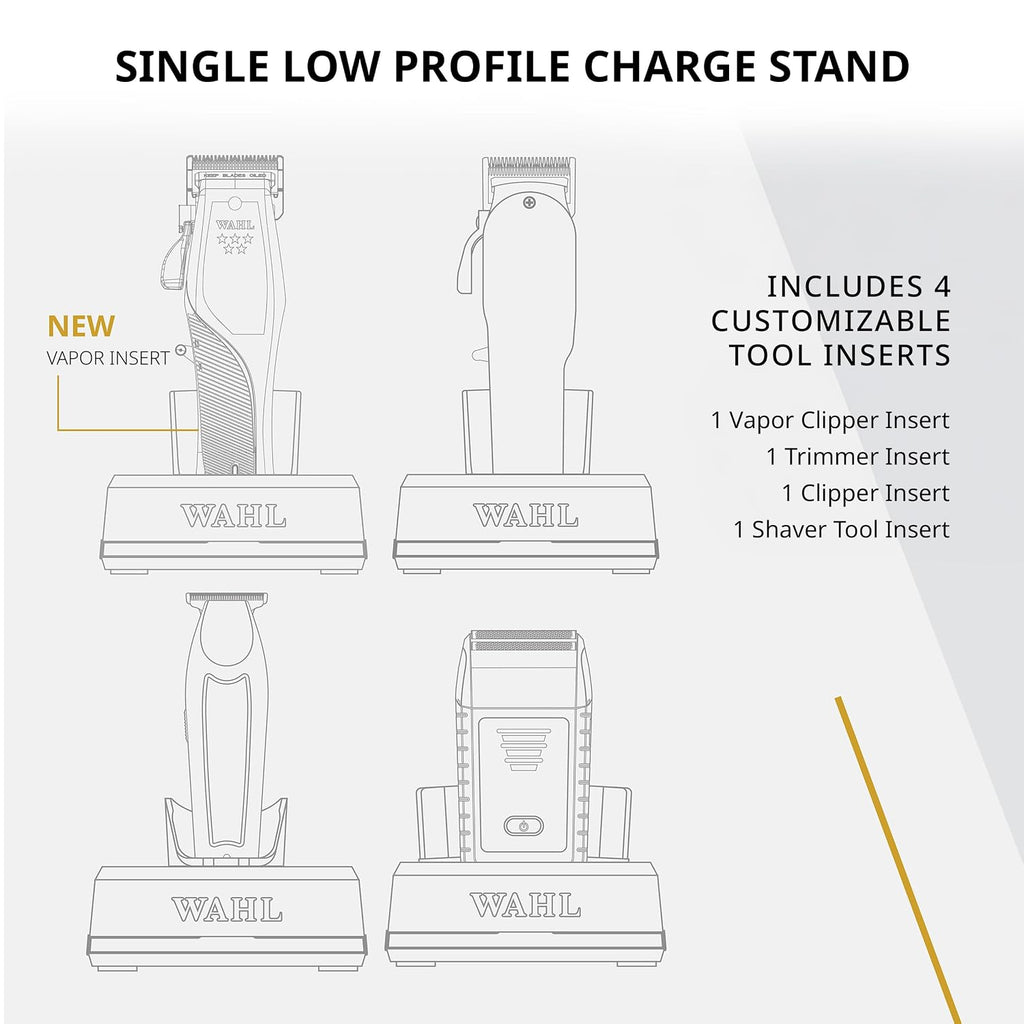 Wahl Professional 5 Star Vapor Clipper with Low Profile Charging Stand, Corded/Cordless, Adjustable F32 Fadeout Blade, Barber Bundle