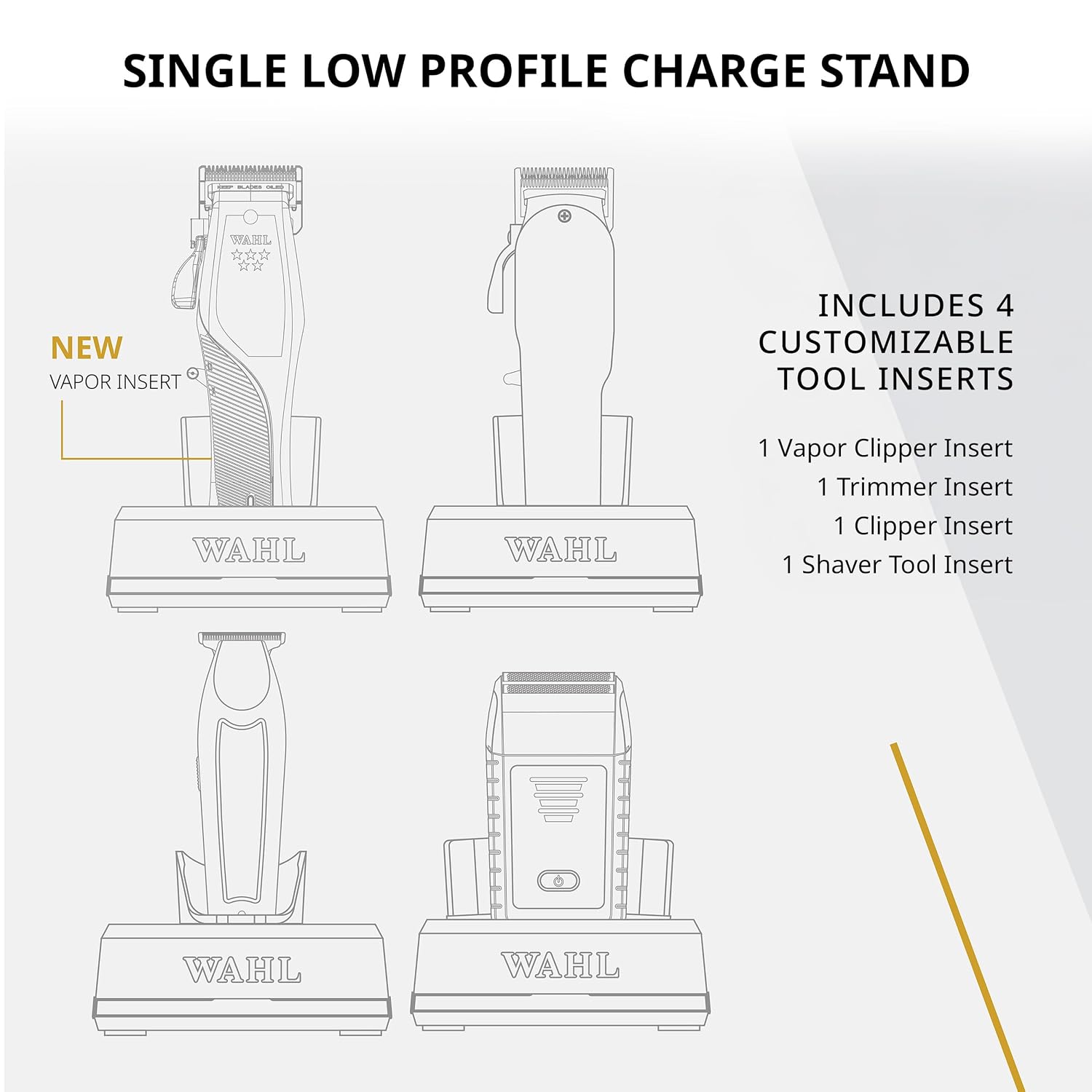 Wahl Professional 5 Star Vapor Clipper with Low Profile Charging Stand, Corded/Cordless, Adjustable F32 Fadeout Blade, Barber Bundle