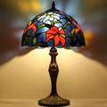 Tiffany Lamp Stained Glass Table Lamp Bedside Reading Lamp 12 x 19' Irises Style Decorative Lamp for Desk Study Living Room Bedroom Office Light Decor Gift