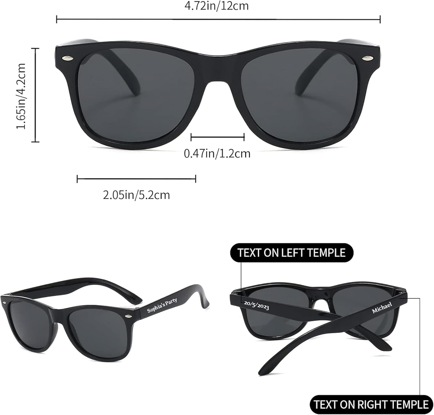 50PC Custom Sunglasses Personalized Bulk Party Favors Wedding Guests Logo School Music Show Birthday Bachelorette Bridesmaid Gifts Garden Graduate 2024 Prom Customizable Glasses (Blue)