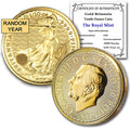 1987 - Present (Random Year) 1/10 oz British Gold Britannia Coin by the Royal Mint Brilliant Uncirculated with Certificate of Authenticity £10 BU