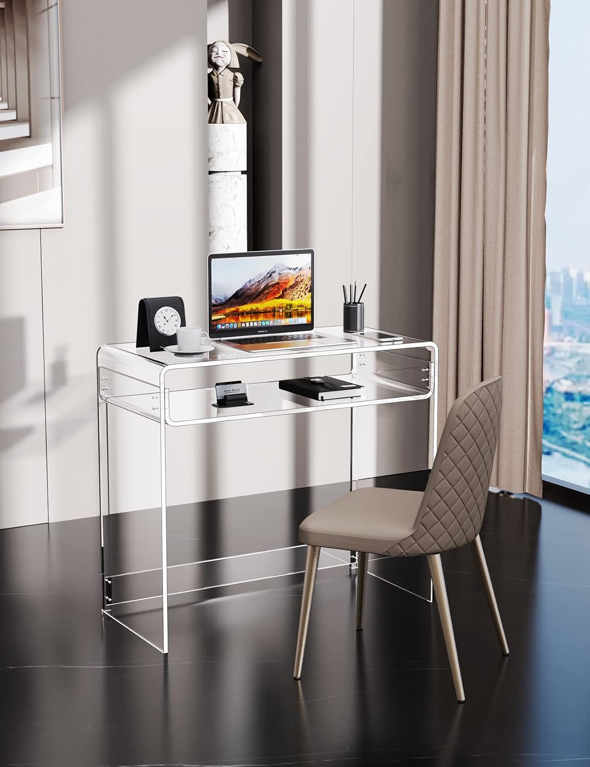 Acrylic Desk Laptop Study Table Home Office Console Table Entrance Tables, 33.5'' x 15.7'' x 29.5'' (Clear)