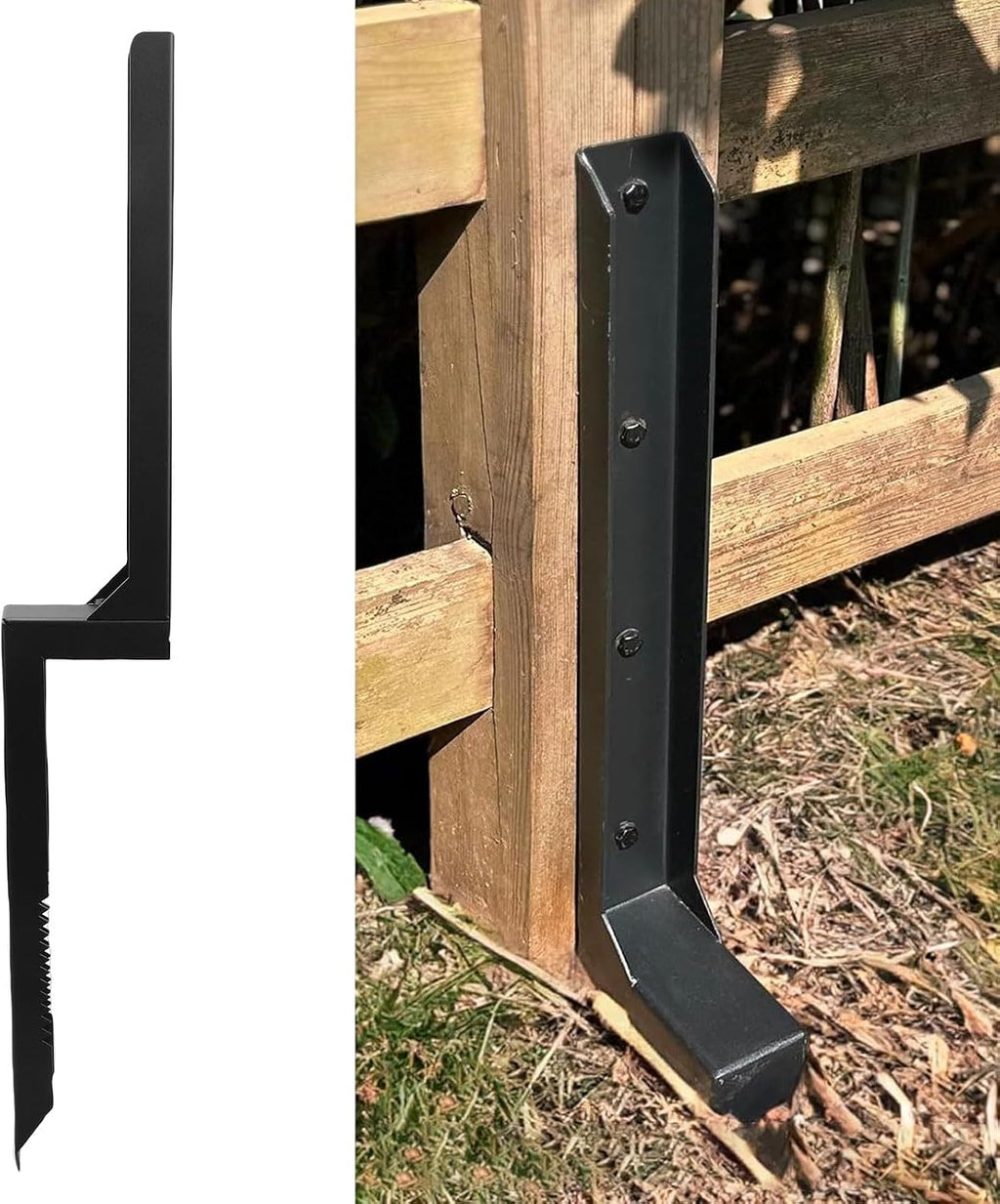 Luocute Fence Post Repair Kit, Heavy Duty Steel Anchor Stakes for Tilted Broken Wood Support with Cruciform Lower Plate, for Wooden Fence Mailbox Gates Garden Farm Reinforcement