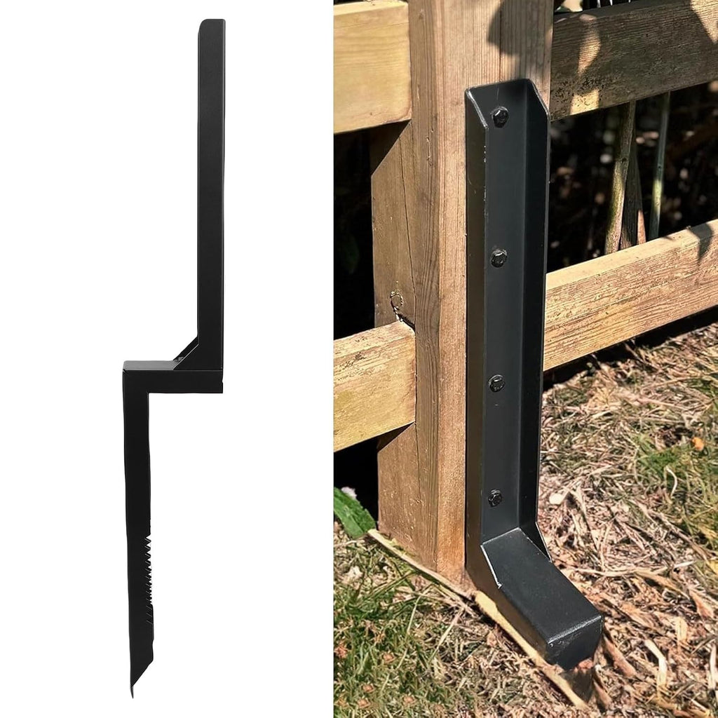 Fockety Fence Post Repair Kit, Heavy Duty Steel Anchor Stakes with Cruciform Lower Plate for Secure Anchoring, for Wooden Fence Mailbox Gates Garden Farm Reinforcement