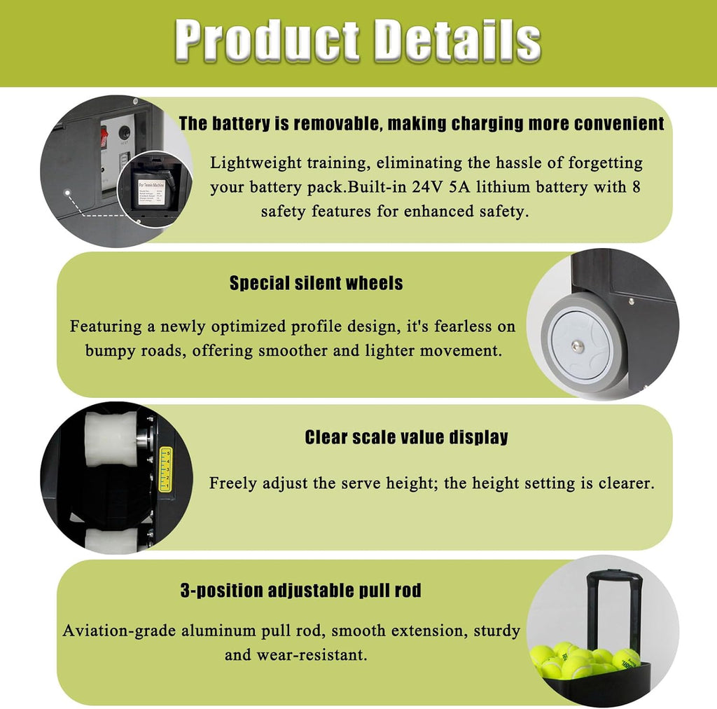 Multifunctional Smart Tennis Ball Machine and Tennis Ball Feeder, Coach Assistance Tool and Teen Training Partner, for Beginners, Advanced Players and Pro Camps